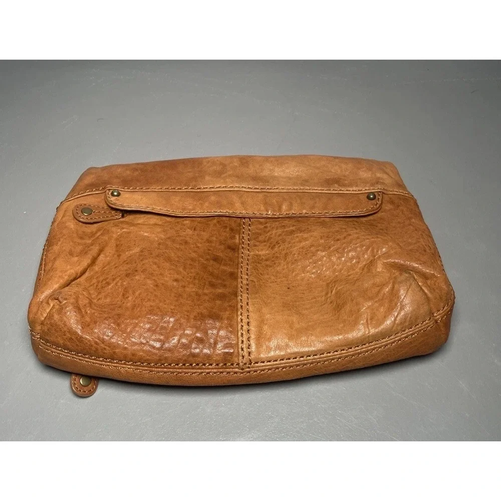 Gap Tan Leather Fold over Clutch Purse Y2K